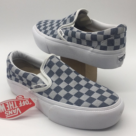 Vans Slip-On Platform Checkerboard Denim - Picture 7 of 8